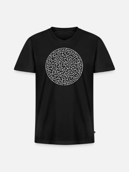 Labyrinth white - Men's Premium Organic T-shirt with V-neck - black