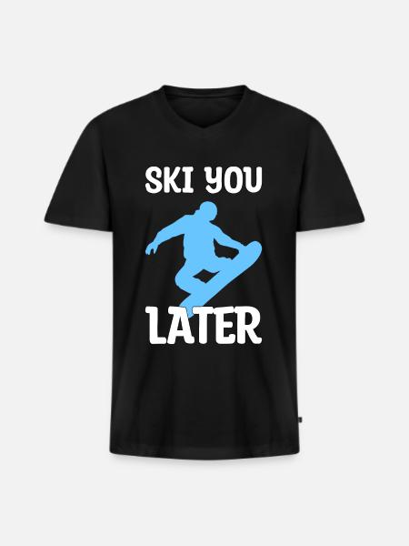 Ski you later gift - Men's Premium Organic T-shirt with V-neck - black