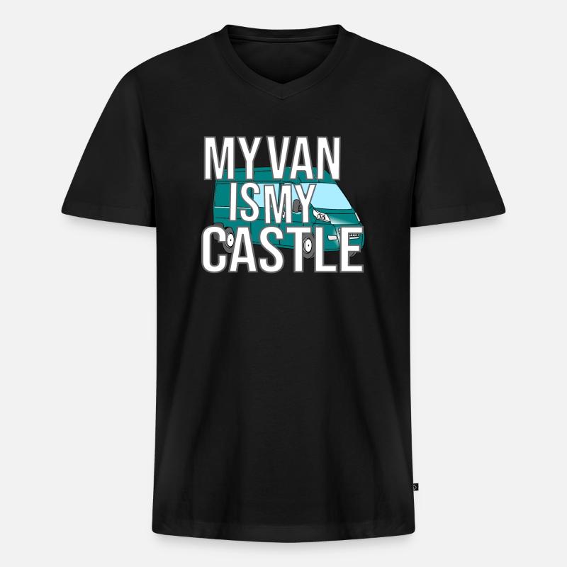 My Van Is My Castle - Männer Premium Bio T-Shirt mit V-Ausschnitt - Schwarz