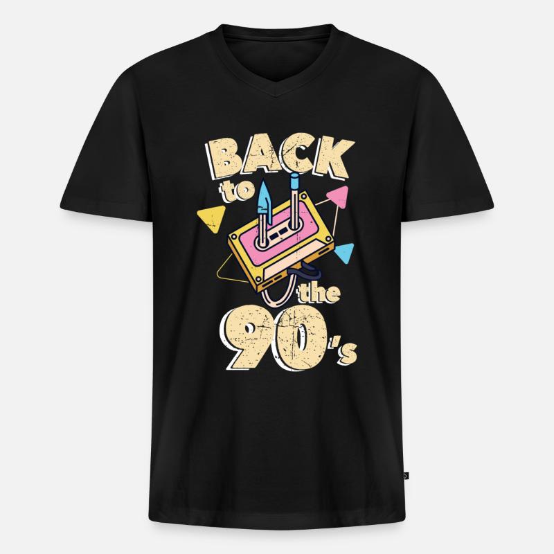 90s 90er - Männer Premium Bio T-Shirt mit V-Ausschnitt - Schwarz