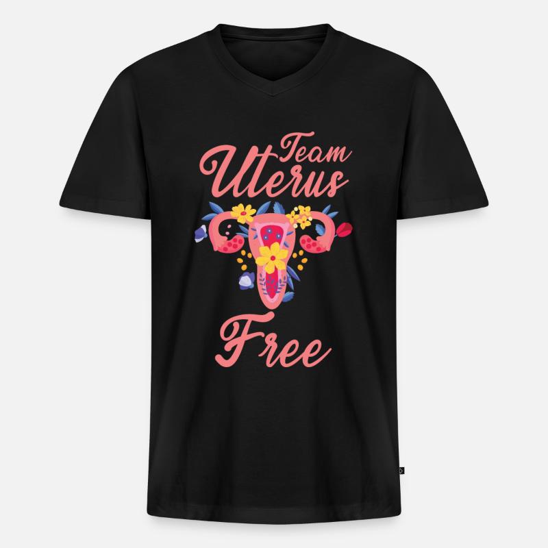 Uterus Gebärmutter Operation - Männer Premium Bio T-Shirt mit V-Ausschnitt - Schwarz