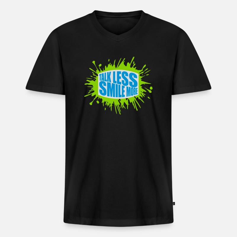 talk less smile more - Männer Premium Bio T-Shirt mit V-Ausschnitt - Schwarz