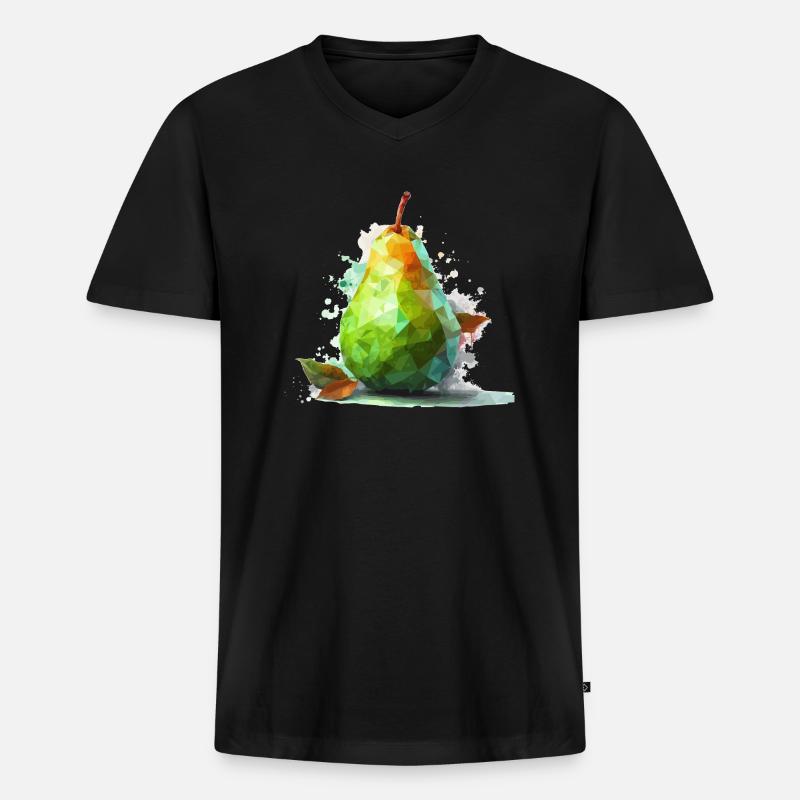 Poly Birne - Männer Premium Bio T-Shirt mit V-Ausschnitt - Schwarz