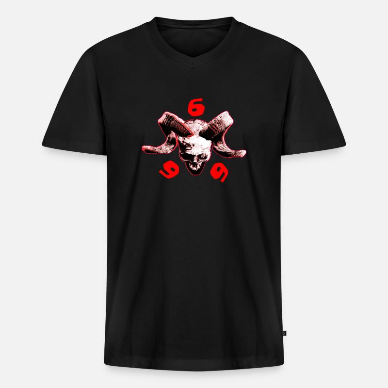 skull 666 - Männer Premium Bio T-Shirt mit V-Ausschnitt - Schwarz