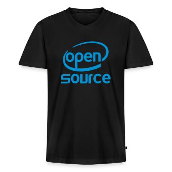 Open source Intel - T-shirt encolure en V Premium bio Homme - noir - Devant - Nico (187cm)