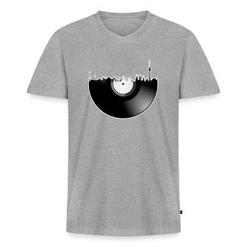 Berlin - T-shirt encolure en V Premium bio Homme - gris chiné - Devant
