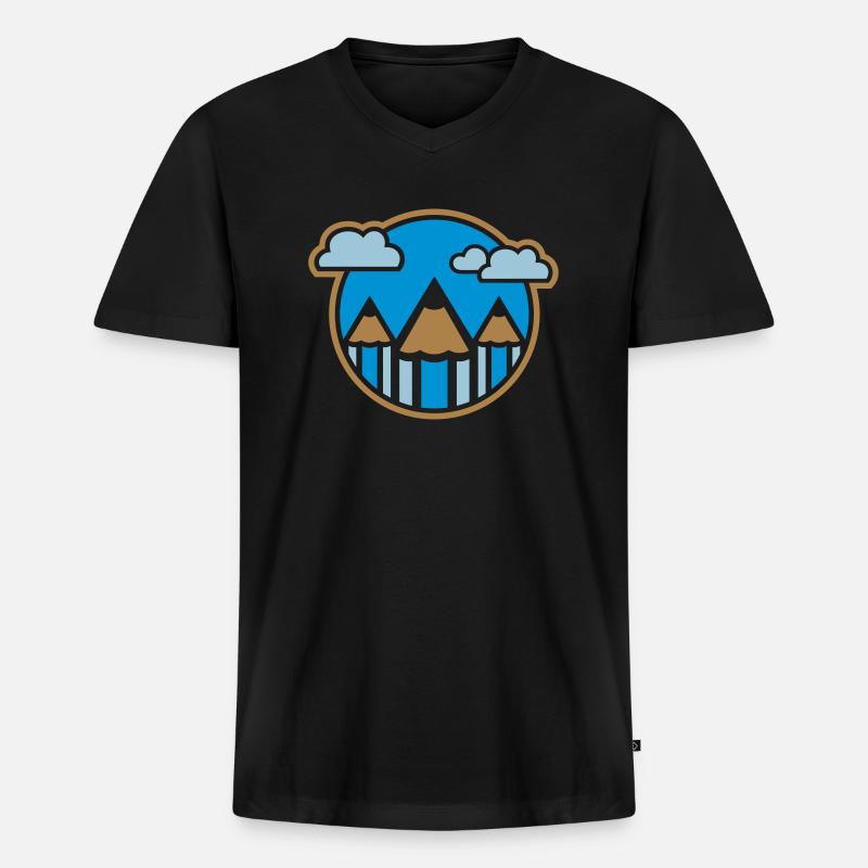 Stifte Landschaft 02 - Männer Premium Bio T-Shirt mit V-Ausschnitt - Schwarz