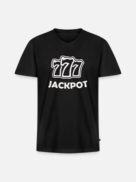 777 - Men's Premium Organic T-shirt with V-neck - black