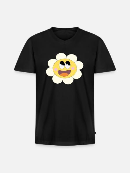 Hübsches Blümchen! - Männer Premium Bio T-Shirt mit V-Ausschnitt - Schwarz