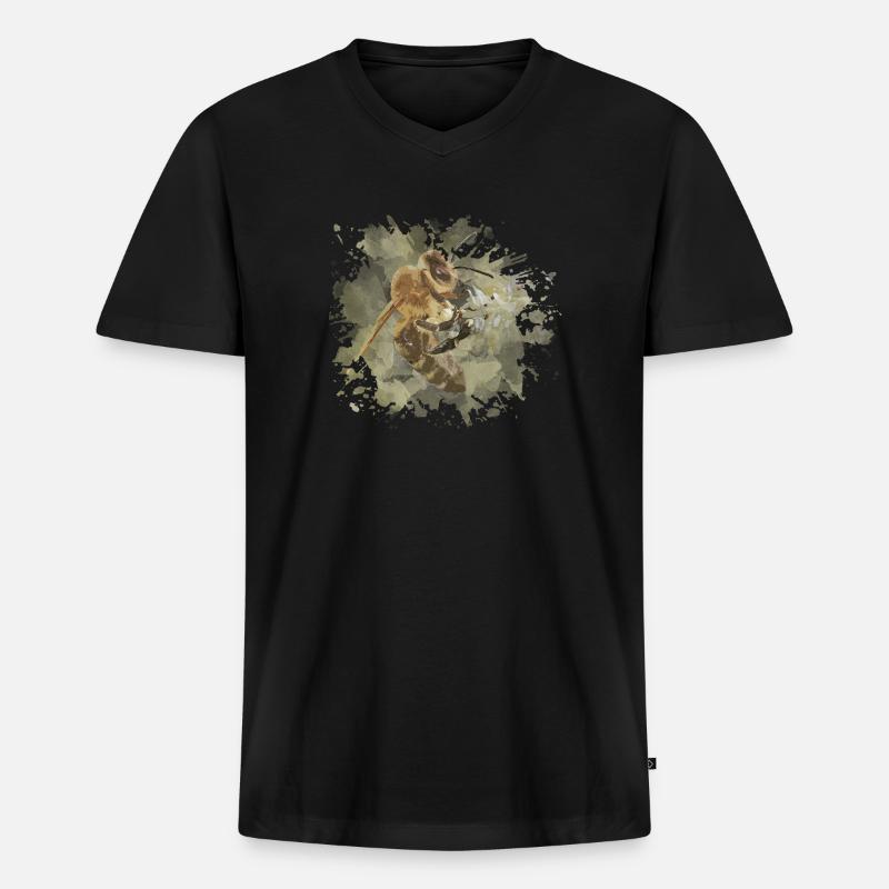 Bienen Biene - Männer Premium Bio T-Shirt mit V-Ausschnitt - Schwarz
