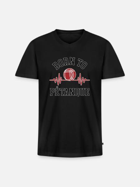 BORN TO PETANQUE - Men's Premium Organic T-shirt with V-neck - black