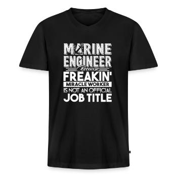 Marine Engineer Is Not An Official Job Title - Men's Premium Organic T-shirt with V-neck - black - Front - Nico (187cm)