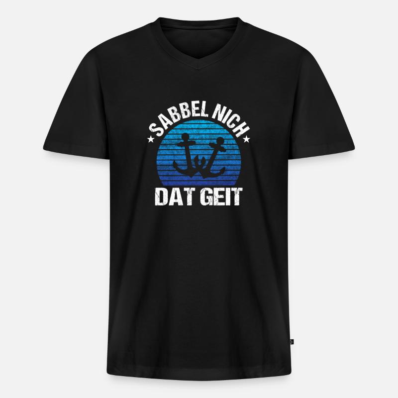 Sabbel nich dat geit - Männer Premium Bio T-Shirt mit V-Ausschnitt - Schwarz