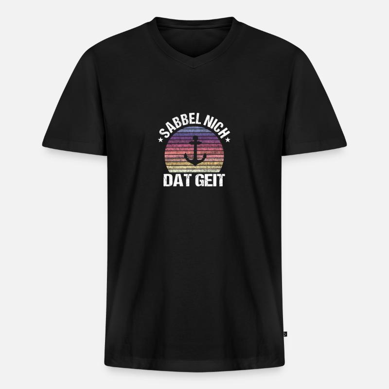 Sabbel nich dat geit - Männer Premium Bio T-Shirt mit V-Ausschnitt - Schwarz
