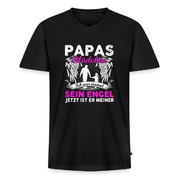 Papas Mädchen Ich War Einmal Sein Engel - Männer Premium Bio T-Shirt mit V-Ausschnitt - Schwarz - Vorne - Nico (187cm)