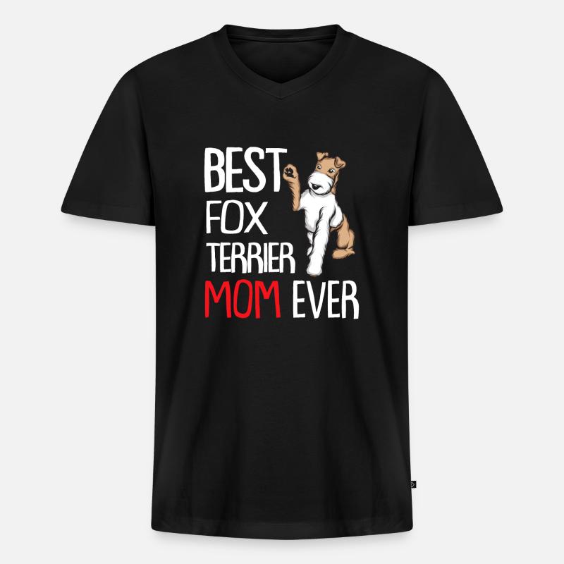Foxterrier Drahthaar | Foxterrier - Männer Premium Bio T-Shirt mit V-Ausschnitt - Schwarz