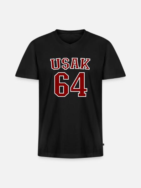 Usak 64 - Männer Premium Bio T-Shirt mit V-Ausschnitt - Schwarz