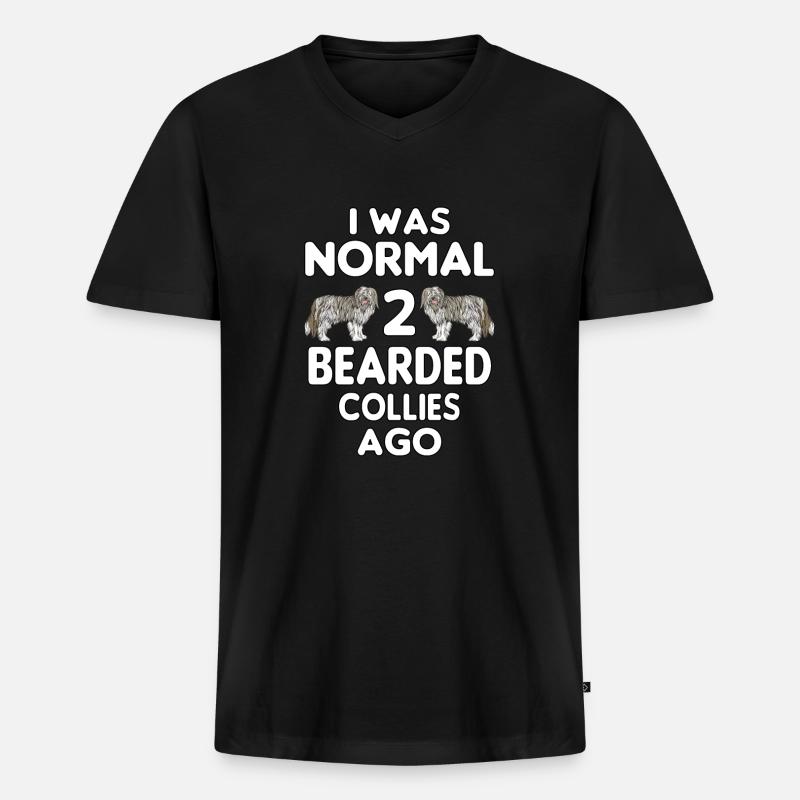 Bearded Collie - Männer Premium Bio T-Shirt mit V-Ausschnitt - Schwarz