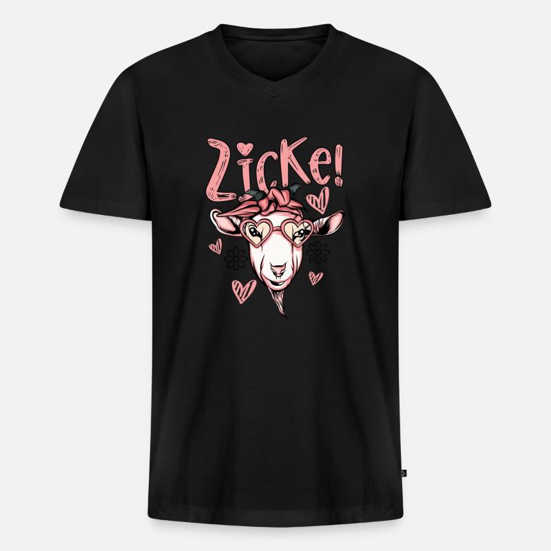 Ziege - Männer Premium Bio T-Shirt mit V-Ausschnitt - Schwarz
