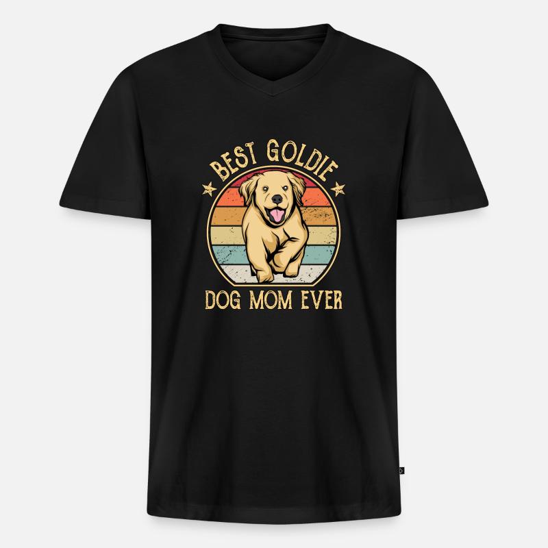 Golden Retriever - Männer Premium Bio T-Shirt mit V-Ausschnitt - Schwarz