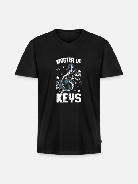 Klaver Flygel Keyboard Musikinstrument - Premium økologisk T-shirt med V-hals til mænd - sort