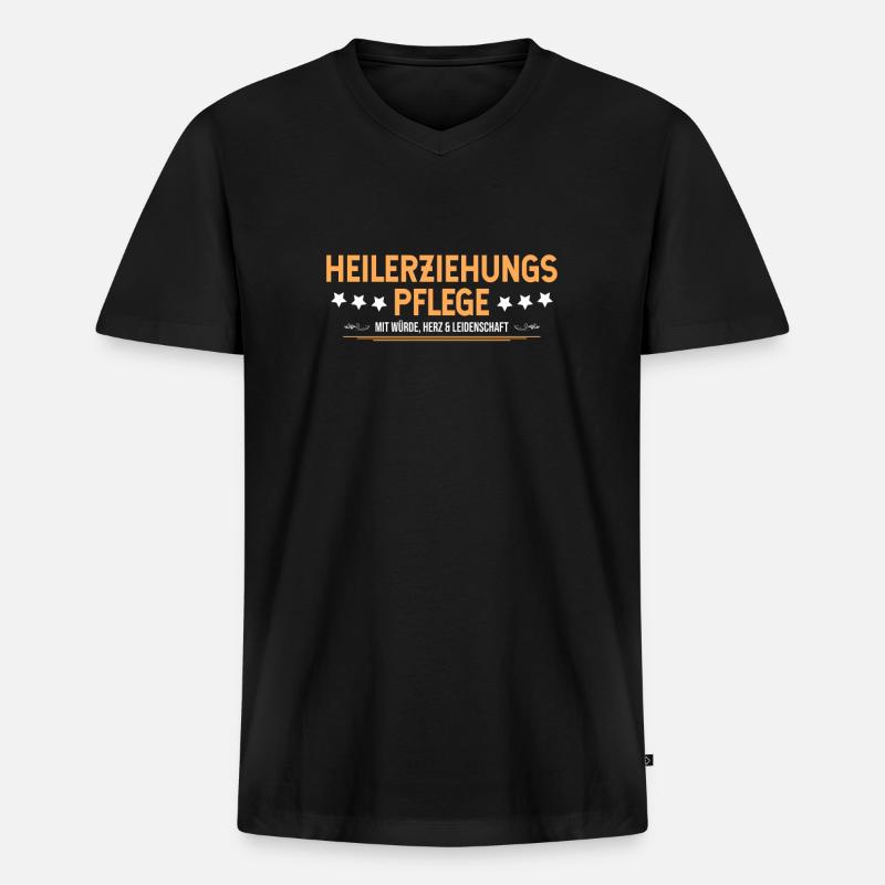 Heilerziehungspfleger - Männer Premium Bio T-Shirt mit V-Ausschnitt - Schwarz