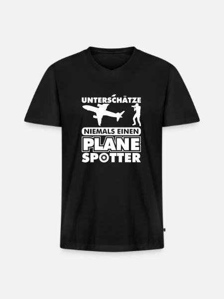 Planespotter Planespotting Flugzeug - Männer Premium Bio T-Shirt mit V-Ausschnitt - Schwarz