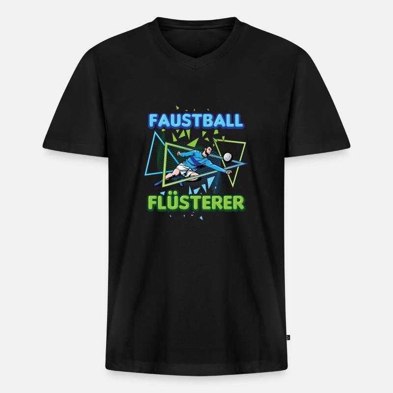 Faustball Flüsterer Rückschlagspiel Faustballer - Männer Premium Bio T-Shirt mit V-Ausschnitt - Schwarz