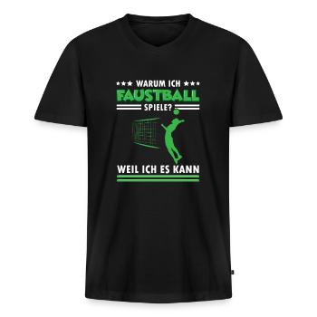 Warum ich Faustball spiele Fistball Faustballer - Männer Premium Bio T-Shirt mit V-Ausschnitt - Schwarz - Vorne - Nico (187cm)