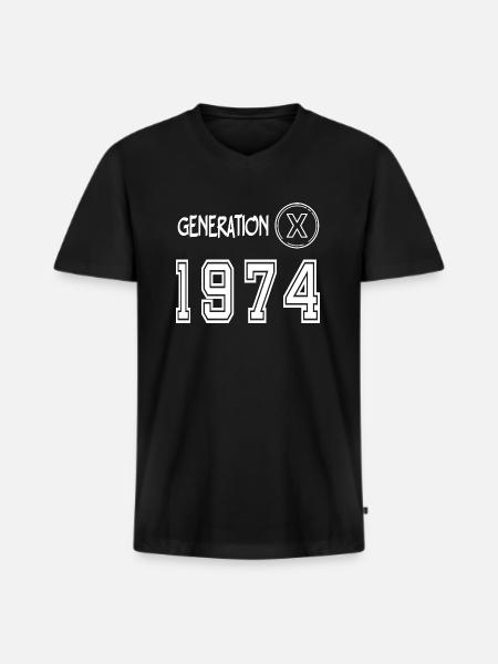 Génération X 1974 - T-shirt encolure en V Premium bio Homme - noir