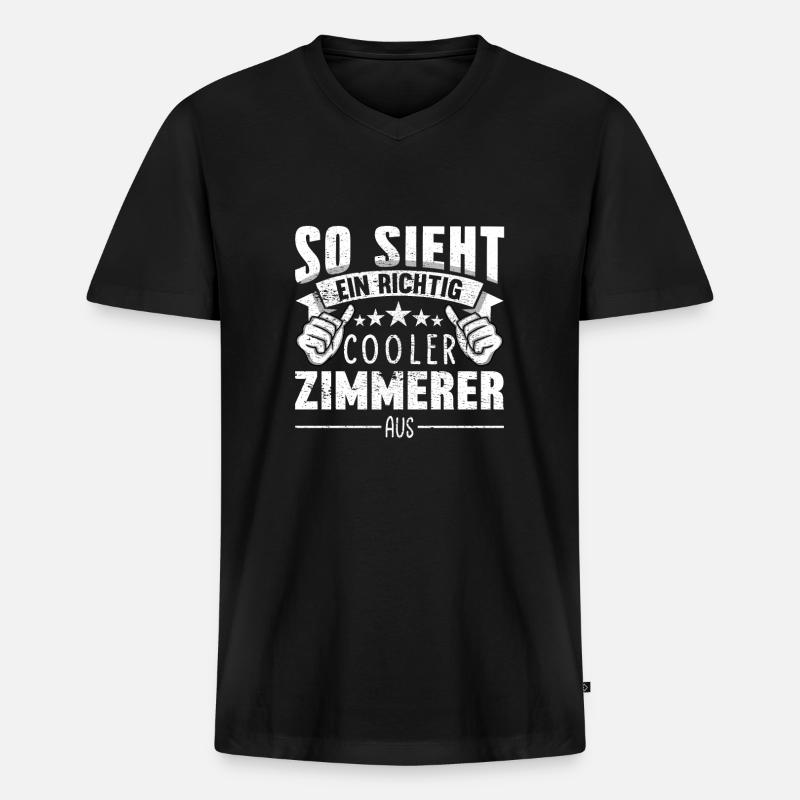 Zimmerer - Männer Premium Bio T-Shirt mit V-Ausschnitt - Schwarz