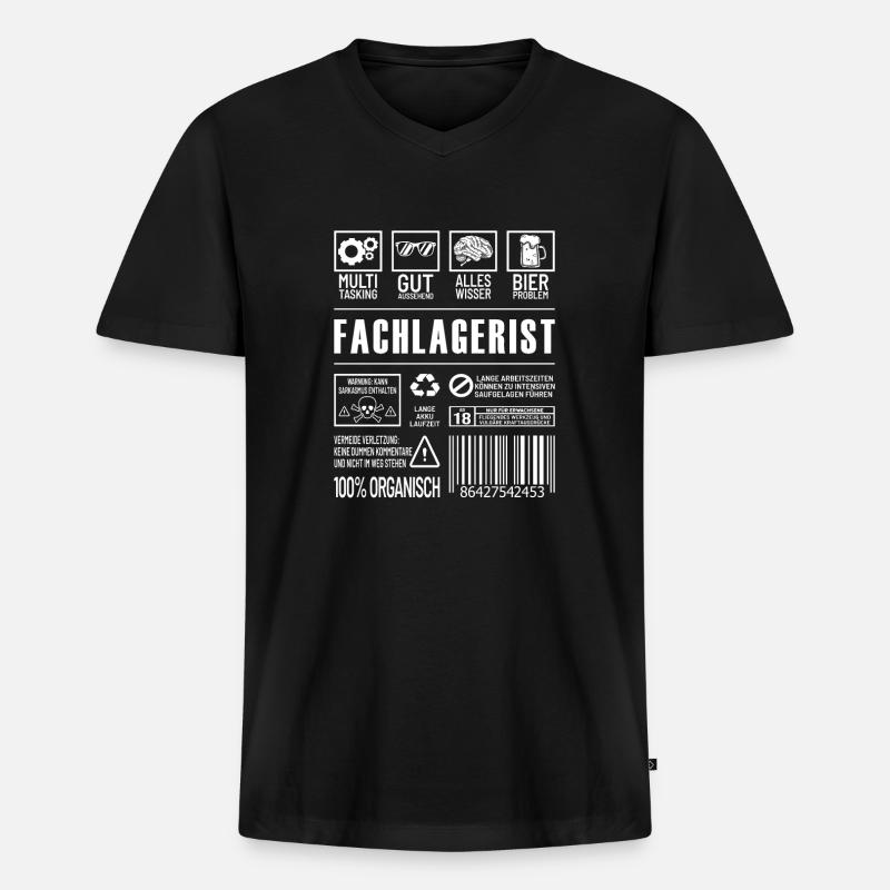 Fachlagerist - Männer Premium Bio T-Shirt mit V-Ausschnitt - Schwarz