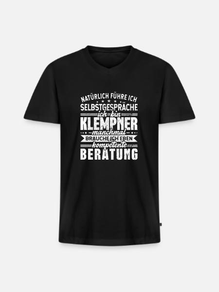 Klempner Selbstgespräche Heizungsbauer - Männer Premium Bio T-Shirt mit V-Ausschnitt - Schwarz
