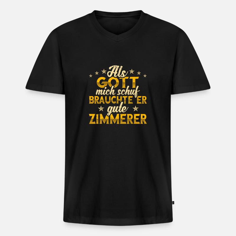 Zimmerer - Männer Premium Bio T-Shirt mit V-Ausschnitt - Schwarz
