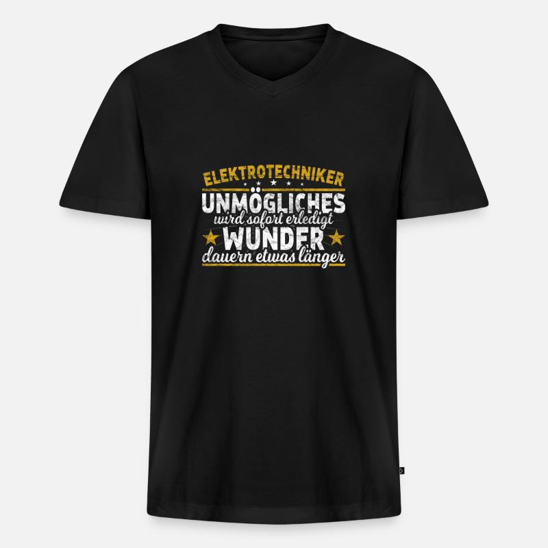 Elektrotechniker - Männer Premium Bio T-Shirt mit V-Ausschnitt - Schwarz