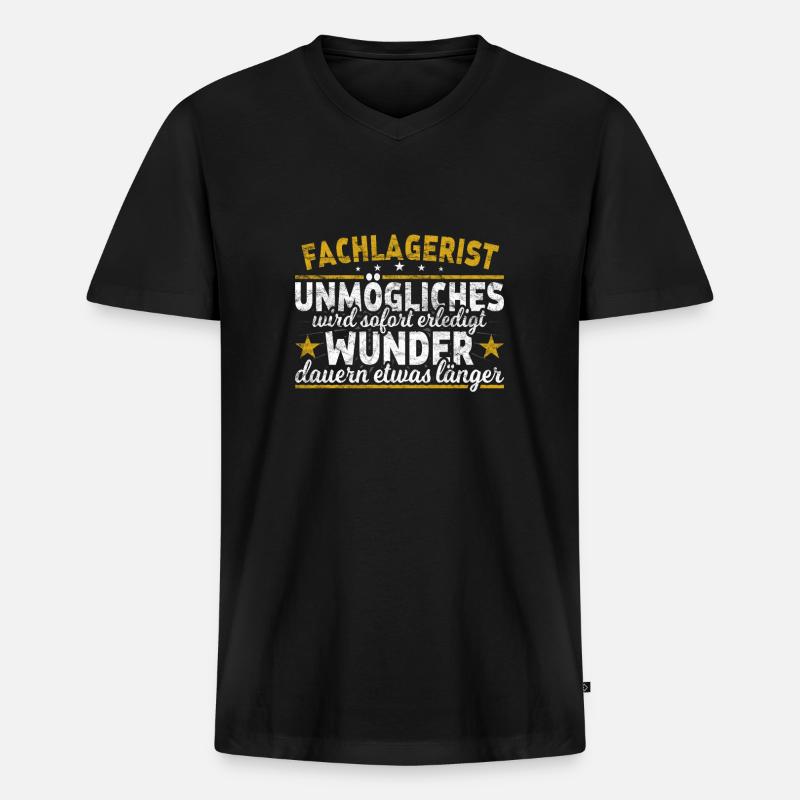 Fachlagerist - Männer Premium Bio T-Shirt mit V-Ausschnitt - Schwarz