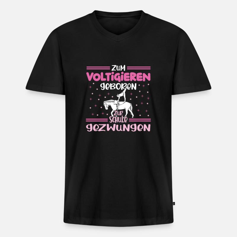 Voltigieren Volti Voltigier Pferde Pferdemädchen - Männer Premium Bio T-Shirt mit V-Ausschnitt - Schwarz
