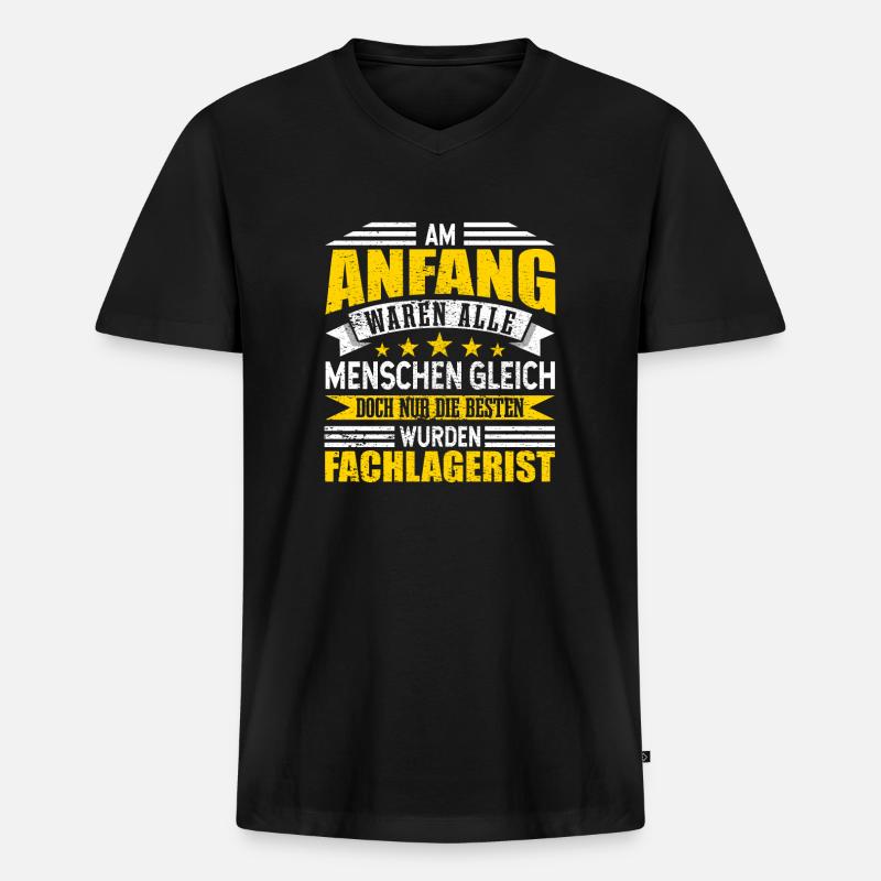Fachlagerist - Männer Premium Bio T-Shirt mit V-Ausschnitt - Schwarz