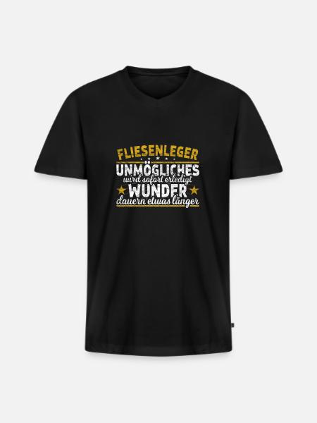 Fliesenleger - Männer Premium Bio T-Shirt mit V-Ausschnitt - Schwarz