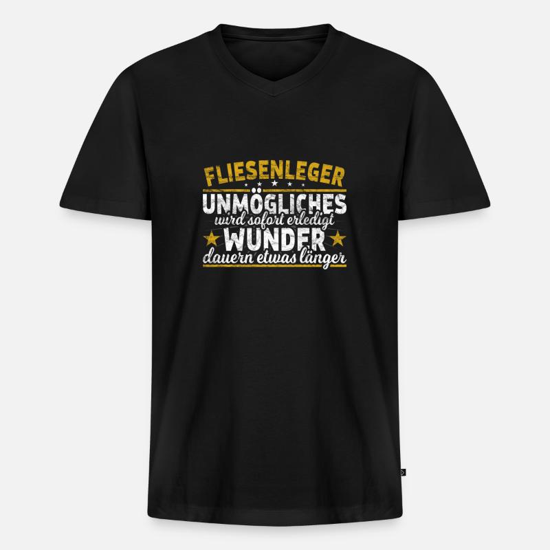 Fliesenleger - Männer Premium Bio T-Shirt mit V-Ausschnitt - Schwarz