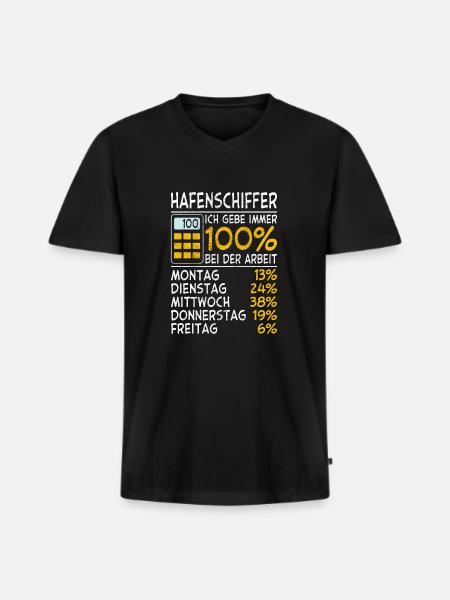 Hafenschiffer Immer 100% - Männer Premium Bio T-Shirt mit V-Ausschnitt - Schwarz