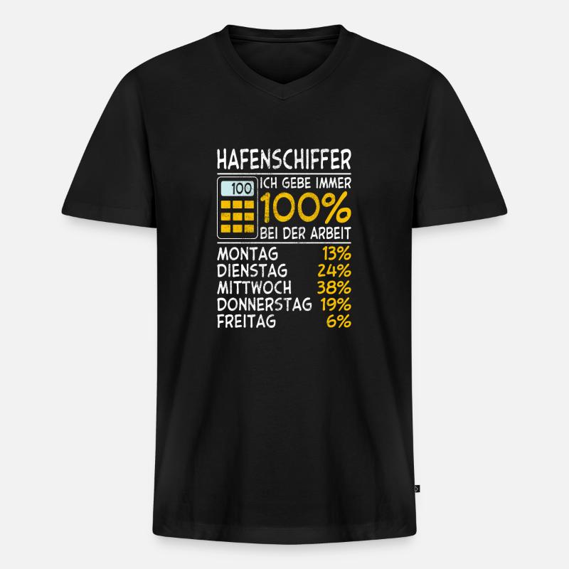 Hafenschiffer Immer 100% - Männer Premium Bio T-Shirt mit V-Ausschnitt - Schwarz
