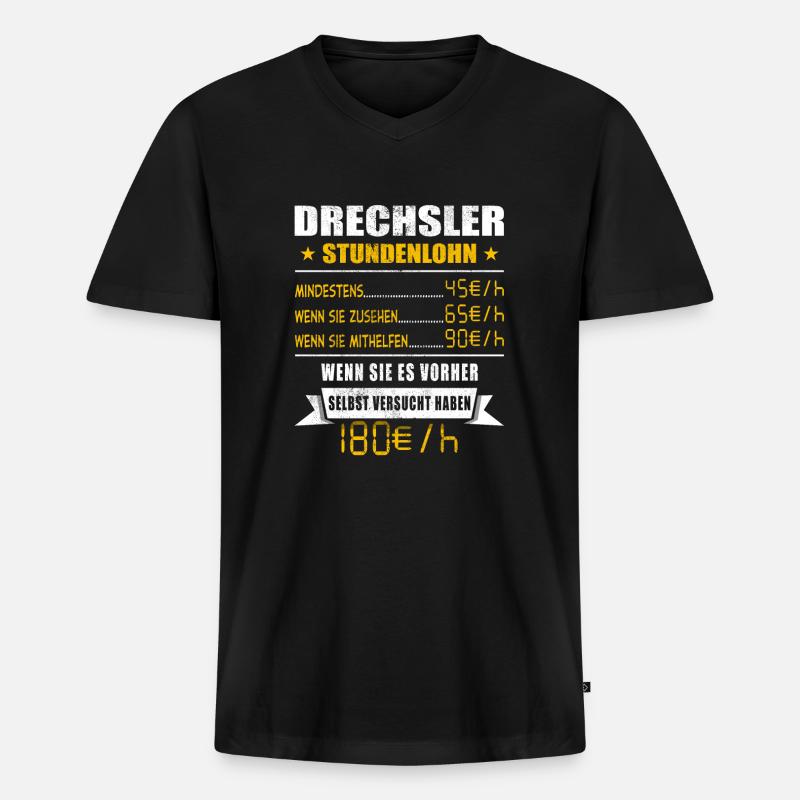Drechsler - Männer Premium Bio T-Shirt mit V-Ausschnitt - Schwarz