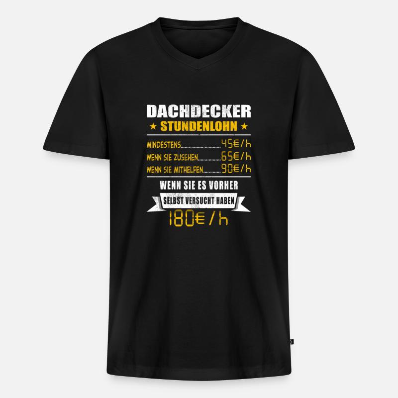 Dachdecker - Männer Premium Bio T-Shirt mit V-Ausschnitt - Schwarz