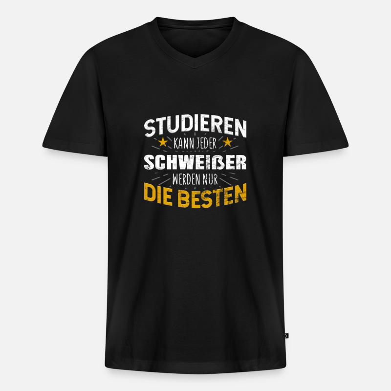 Schweißer - Männer Premium Bio T-Shirt mit V-Ausschnitt - Schwarz