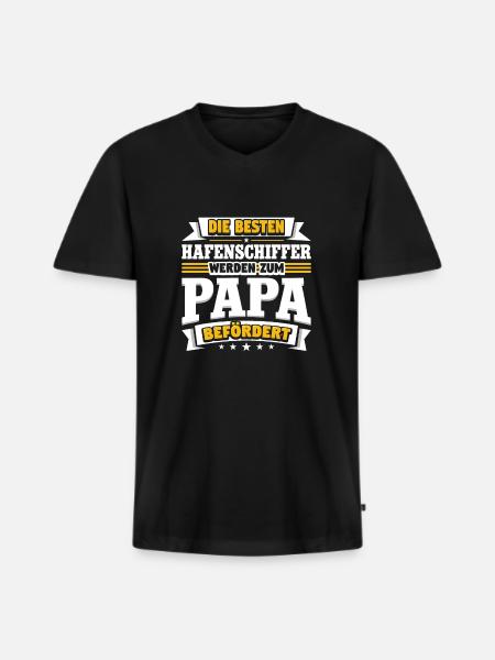 Hafenschiffer - Männer Premium Bio T-Shirt mit V-Ausschnitt - Schwarz