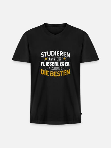 Fliesenleger - Männer Premium Bio T-Shirt mit V-Ausschnitt - Schwarz