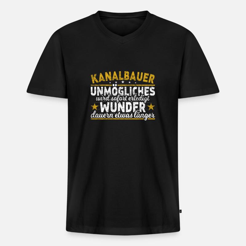 Kanalbauer - Männer Premium Bio T-Shirt mit V-Ausschnitt - Schwarz