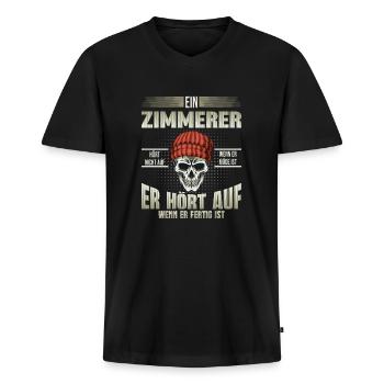 Zimmerer - Männer Premium Bio T-Shirt mit V-Ausschnitt - Schwarz - Vorne - Nico (187cm)