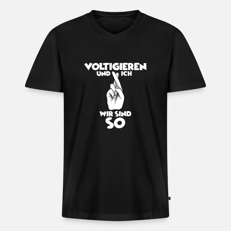 Voltigieren Volti Voltigier Pferde Pferdemädchen - Männer Premium Bio T-Shirt mit V-Ausschnitt - Schwarz